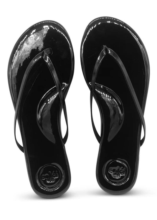 Solei Sea Indie Classic Thin Strap Sandal | Onyx Patent