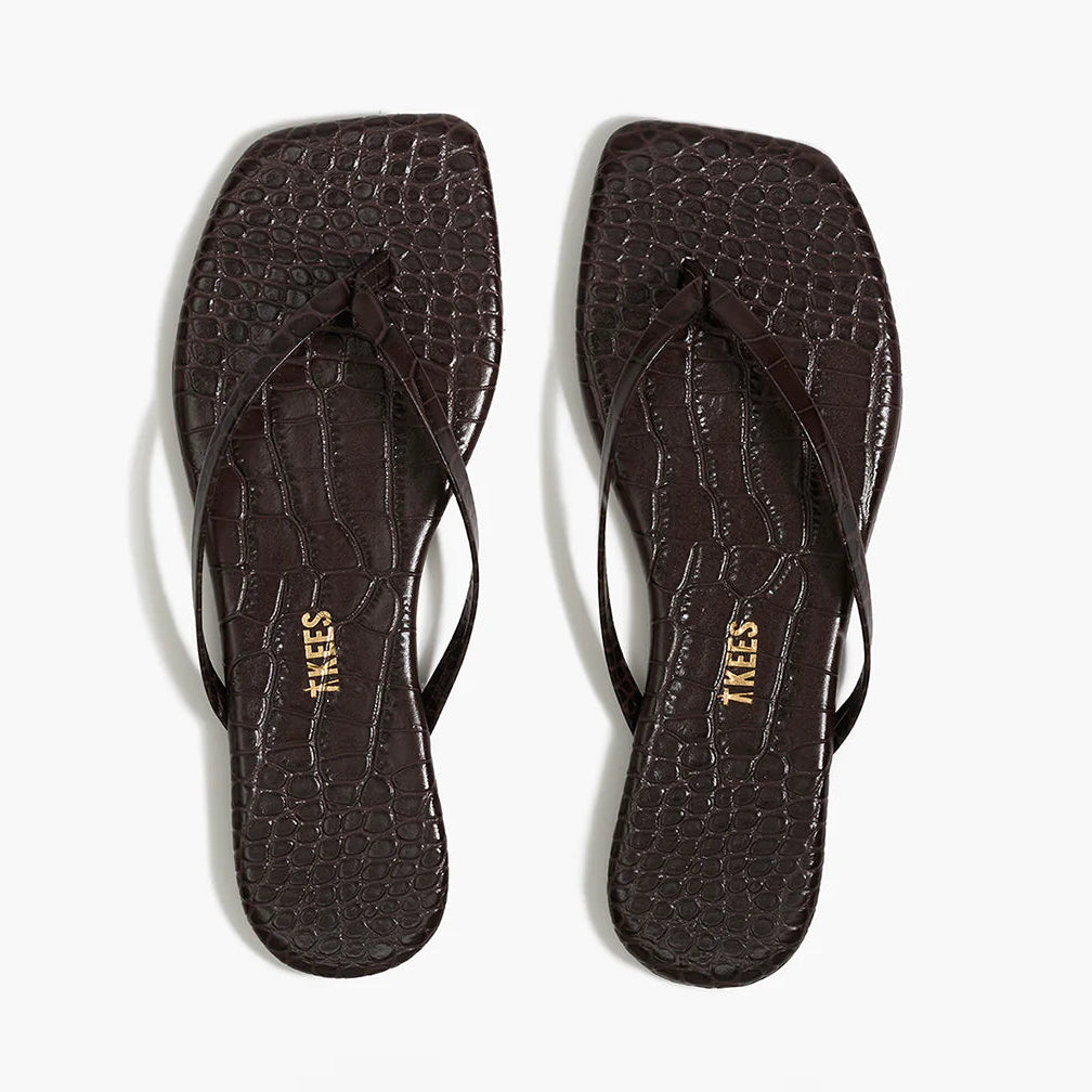 TKEES Square Toe Lily Croc | Carob