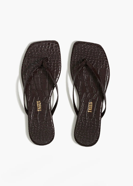 TKEES Square Toe Lily Croc | Carob