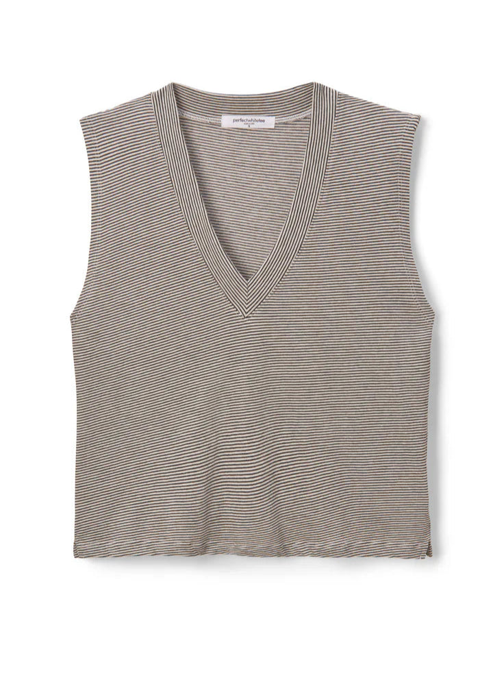 Perfect White Tee Lucy Stripe Linen Jersey V-Neck Tank