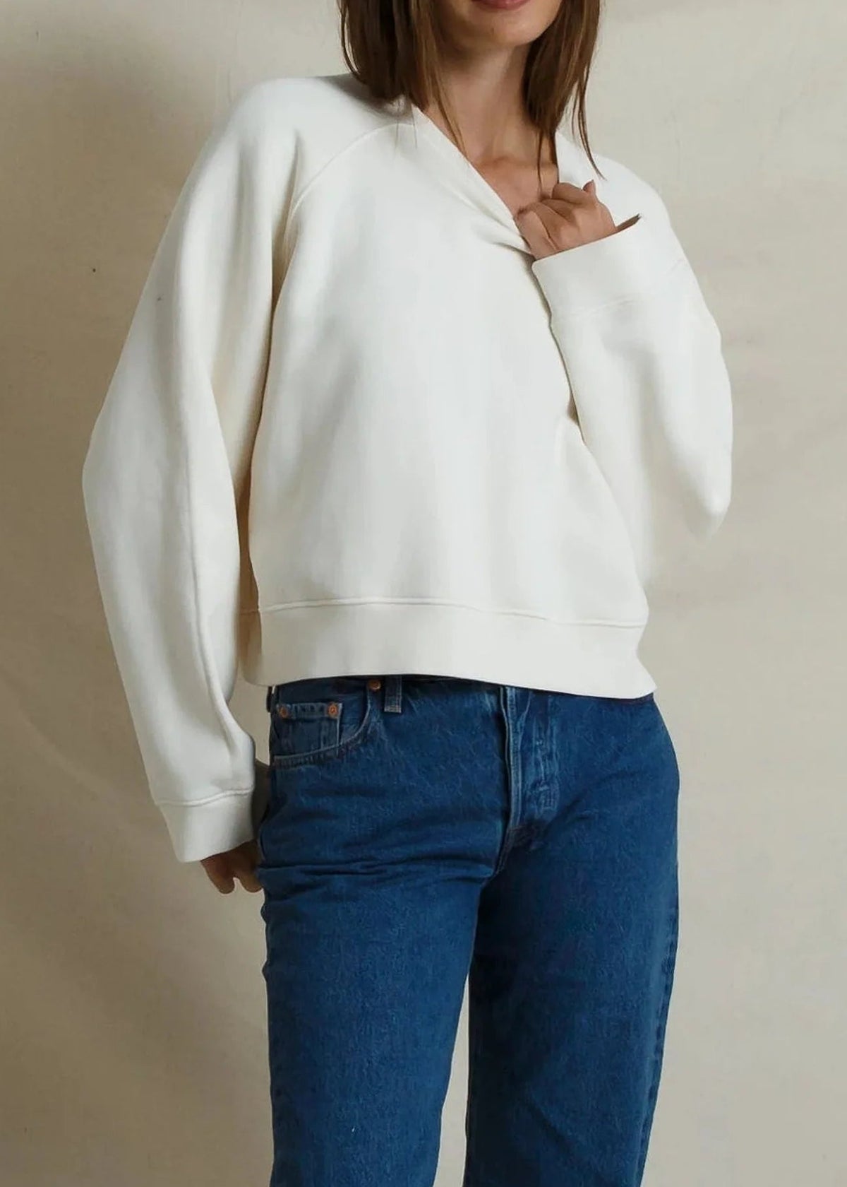 Perfect White Tee Danica Brushed Heavy Fleece Raglan Sweatshirt | Sugar