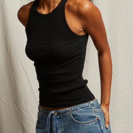 Perfect White Tee Kravitz Fine Rib High Neck Tank
