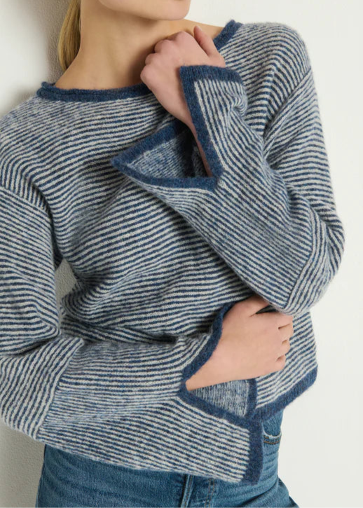 Nation LTD Willow Pullover Sweater | Greenwich Navy Stripe
