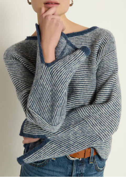 Nation LTD Willow Pullover Sweater | Greenwich Navy Stripe