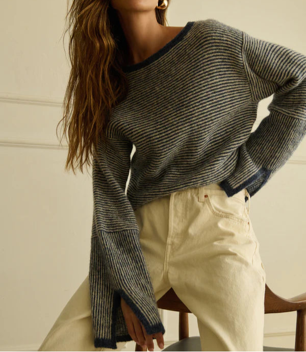 Nation LTD Willow Pullover Sweater | Greenwich Navy Stripe