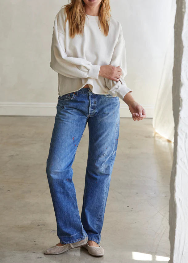 Perfect White Tee Zayne French Terry Long Sleeve Pullover | Sugar