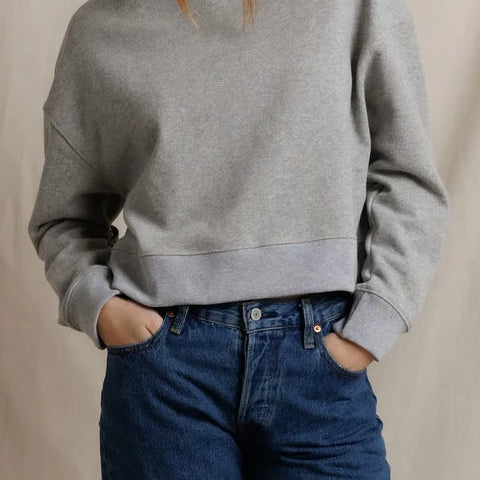 Perfect White Tee Arden French Terry Mock Neck Sweatshirt | Heather Grey