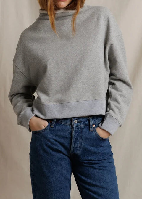 Perfect White Tee Arden French Terry Mock Neck Sweatshirt | Heather Grey