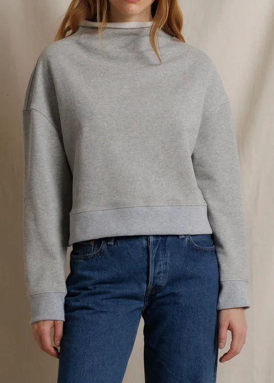 Perfect White Tee Arden French Terry Mock Neck Sweatshirt | Heather Grey