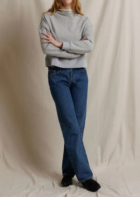 Perfect White Tee Arden French Terry Mock Neck Sweatshirt | Heather Grey