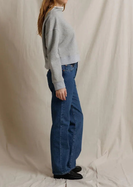 Perfect White Tee Arden French Terry Mock Neck Sweatshirt | Heather Grey