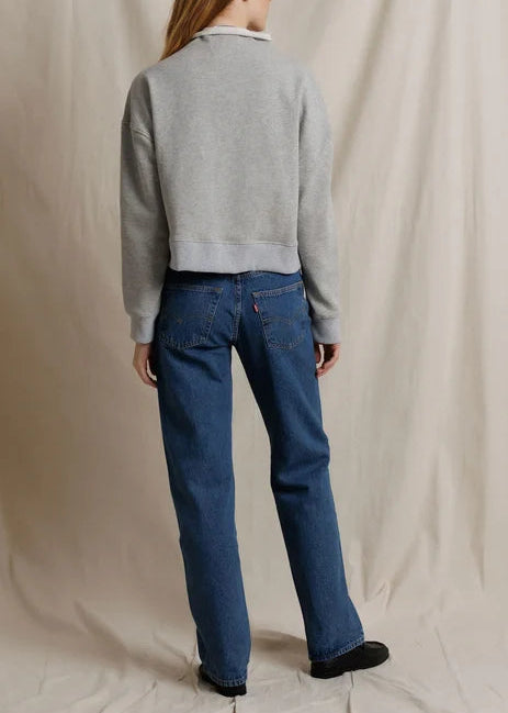 Perfect White Tee Arden French Terry Mock Neck Sweatshirt | Heather Grey