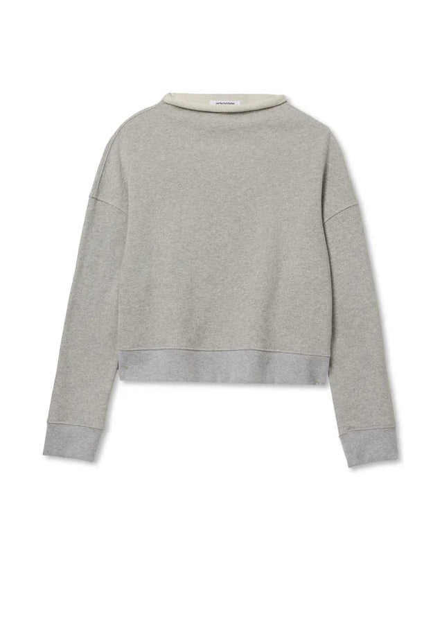 Perfect White Tee Arden French Terry Mock Neck Sweatshirt | Heather Grey
