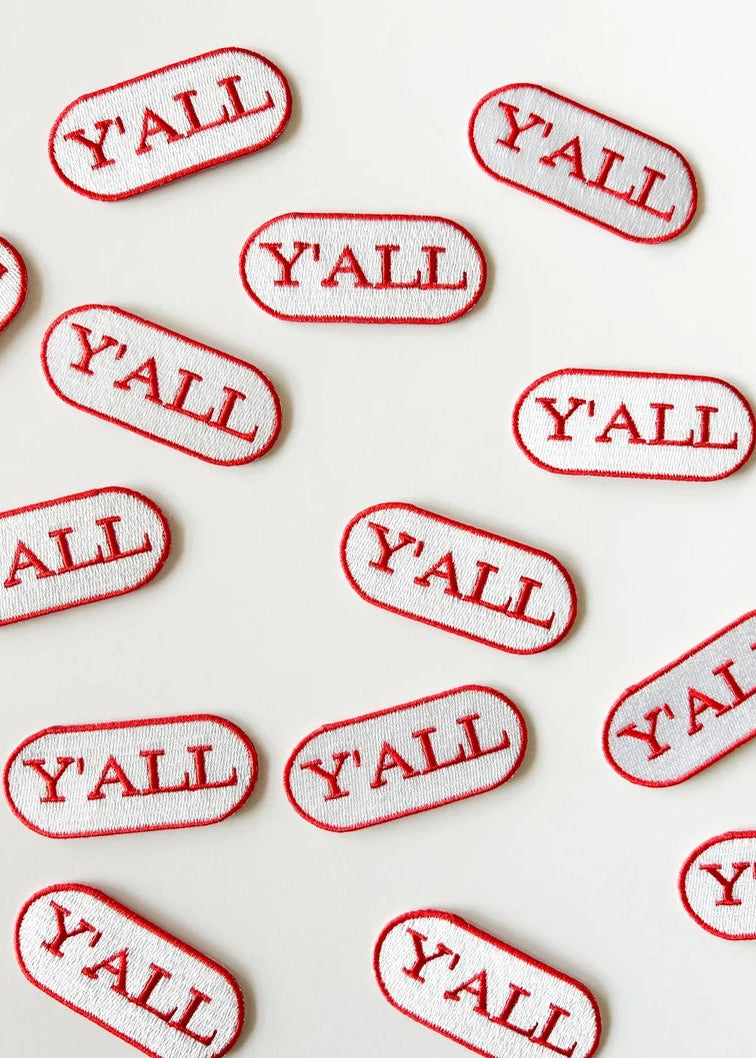 Field Trip Threads Red & White Y'all Embroidered Iron-On Patch
