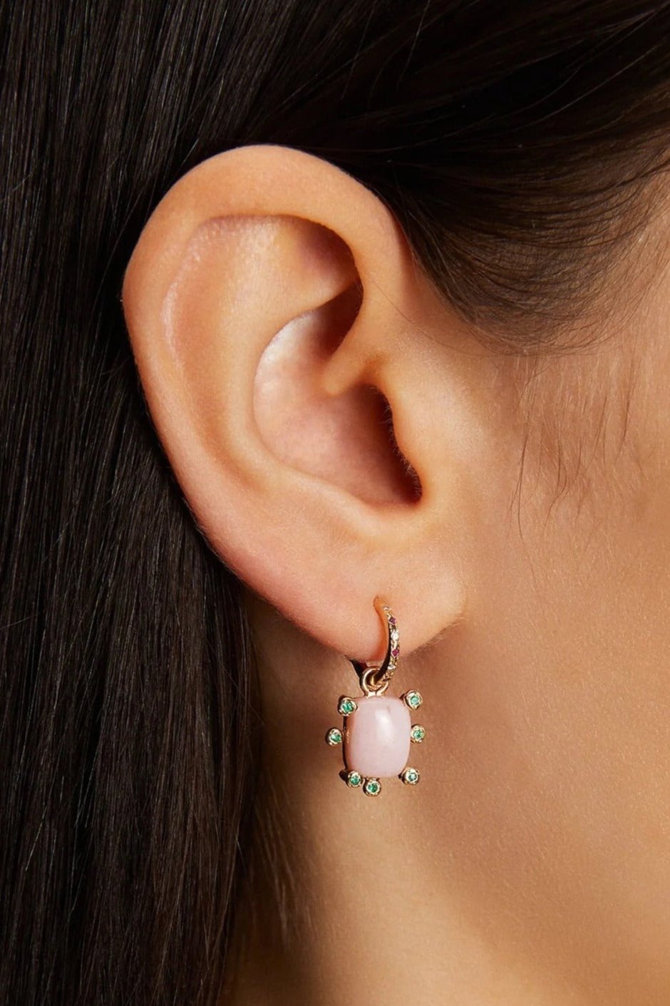 SCOSHA Genie Charm With Pink Opal & Emeralds