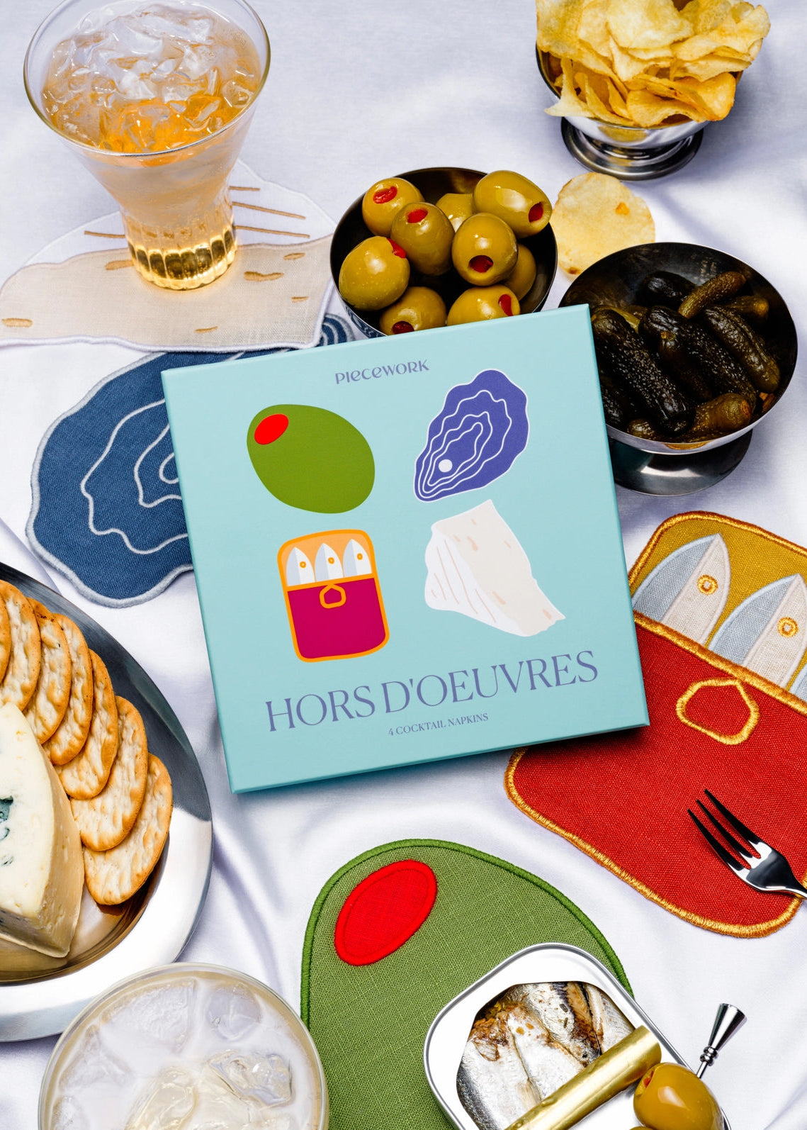 Piecework Hors D'oeuvres Cocktail Napkins | Set of 4