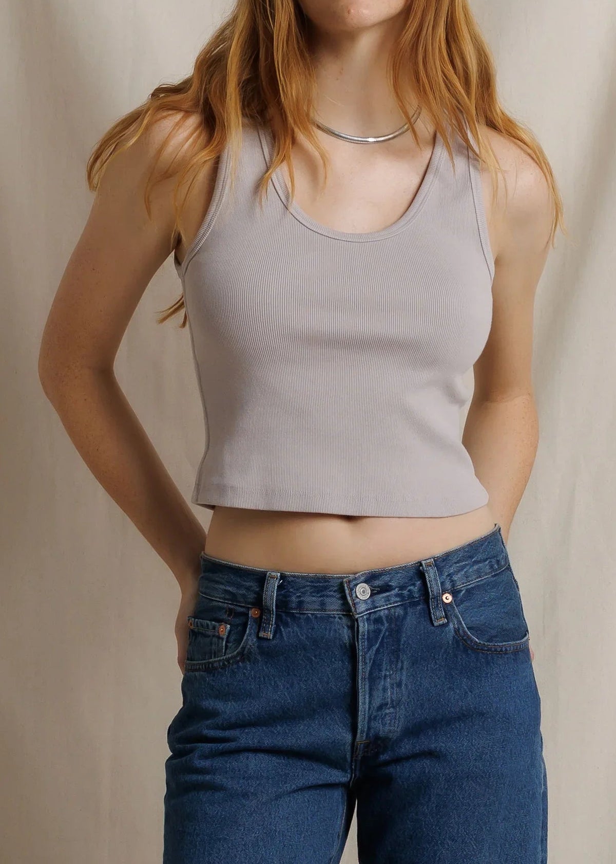 Perfect White Tee Blondie Rib Bra Friendly Tank | Cloud Grey