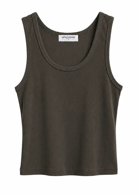 Perfect White Tee Blondie Tank Top | Dark Olive