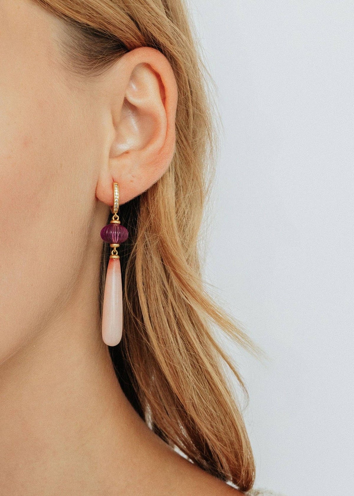 Loren Hope Rafferty Drop Earrings | Pink Opal