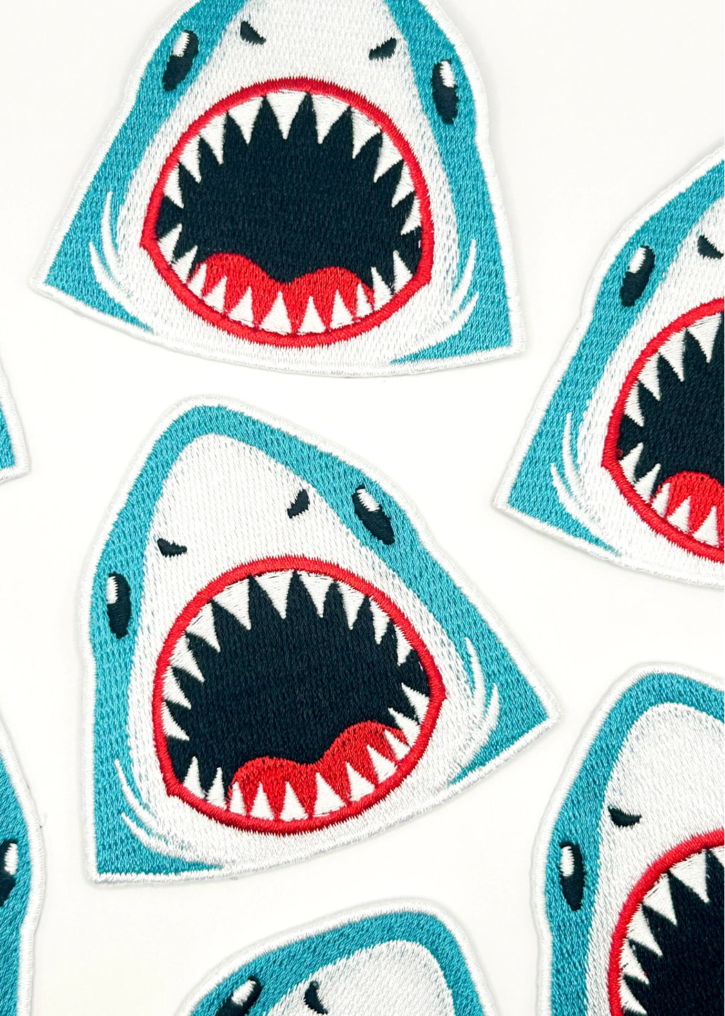Field Trip Threads Shark Face Embroidered Iron-On Patch