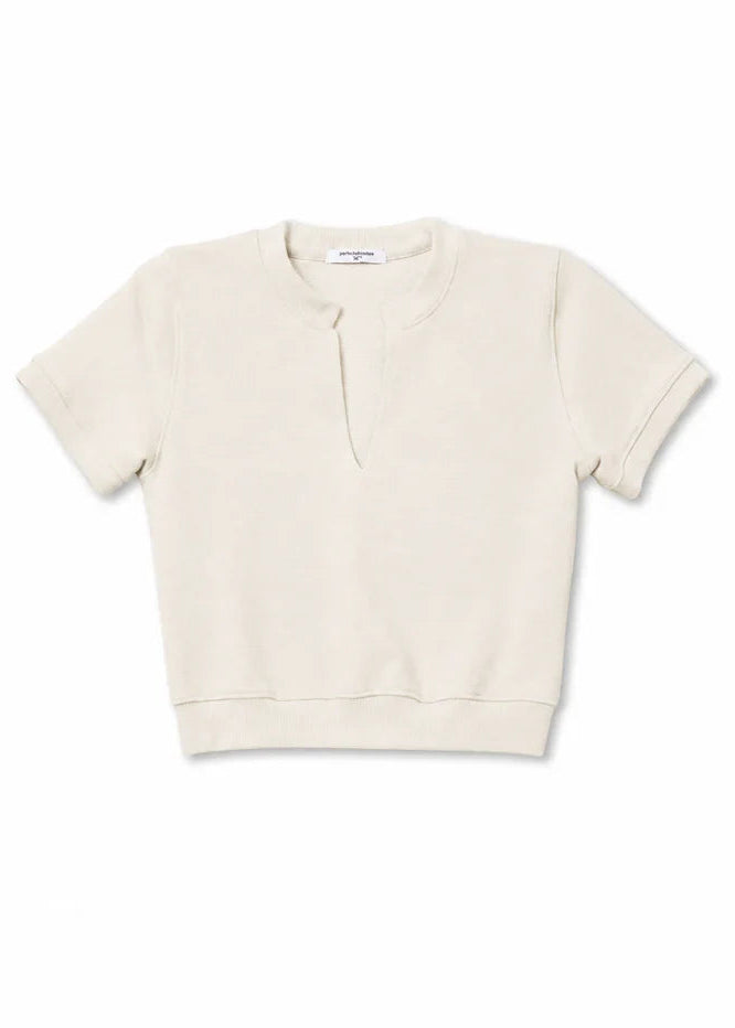 Perfect White Tee Cleo French Terry Short Sleeve V Neck Sweatshirt | Sugar