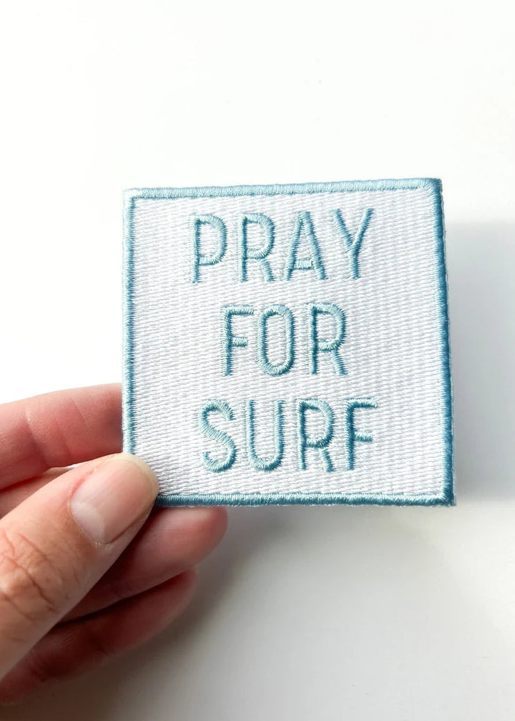 Field Trip Threads Blue Pray For Surf Embroidered Iron On Patch