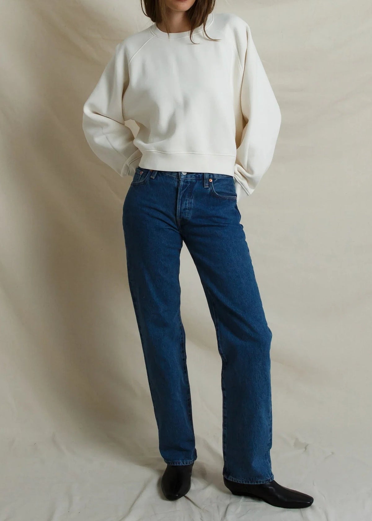 Perfect White Tee Danica Brushed Heavy Fleece Raglan Sweatshirt | Sugar