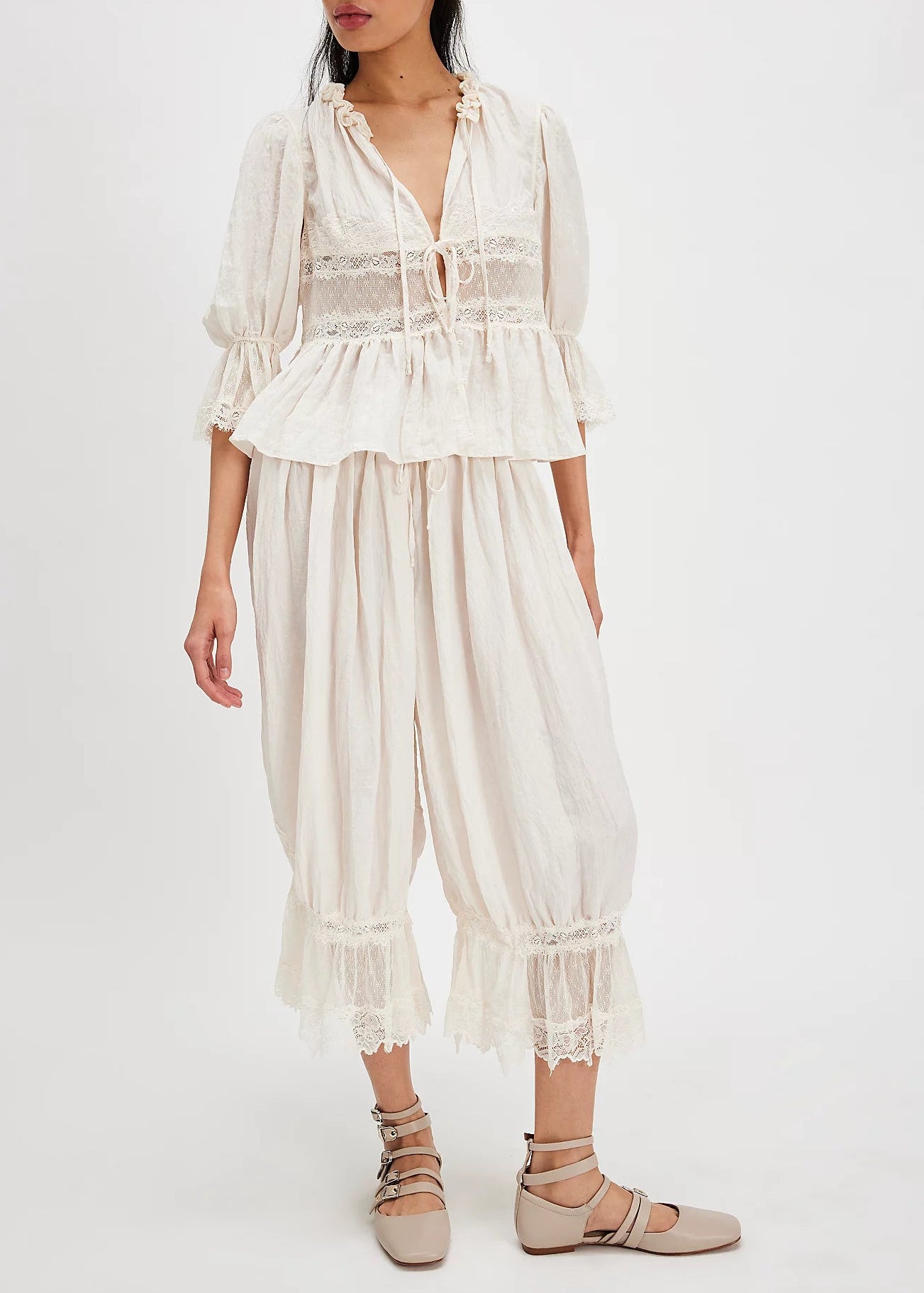 Free People Forever Young Bloomer Pants | White Alyssum