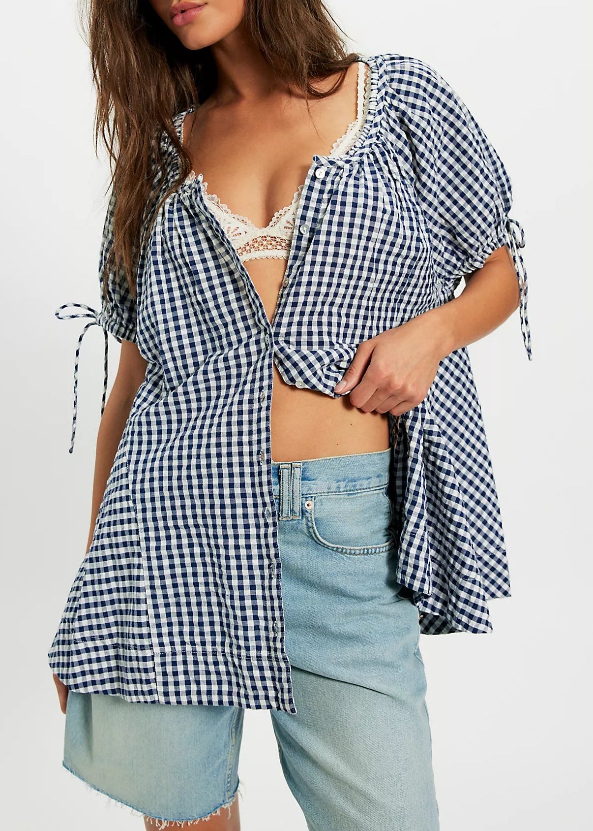 Free People Farley Gingham Tunic | Navy Combo
