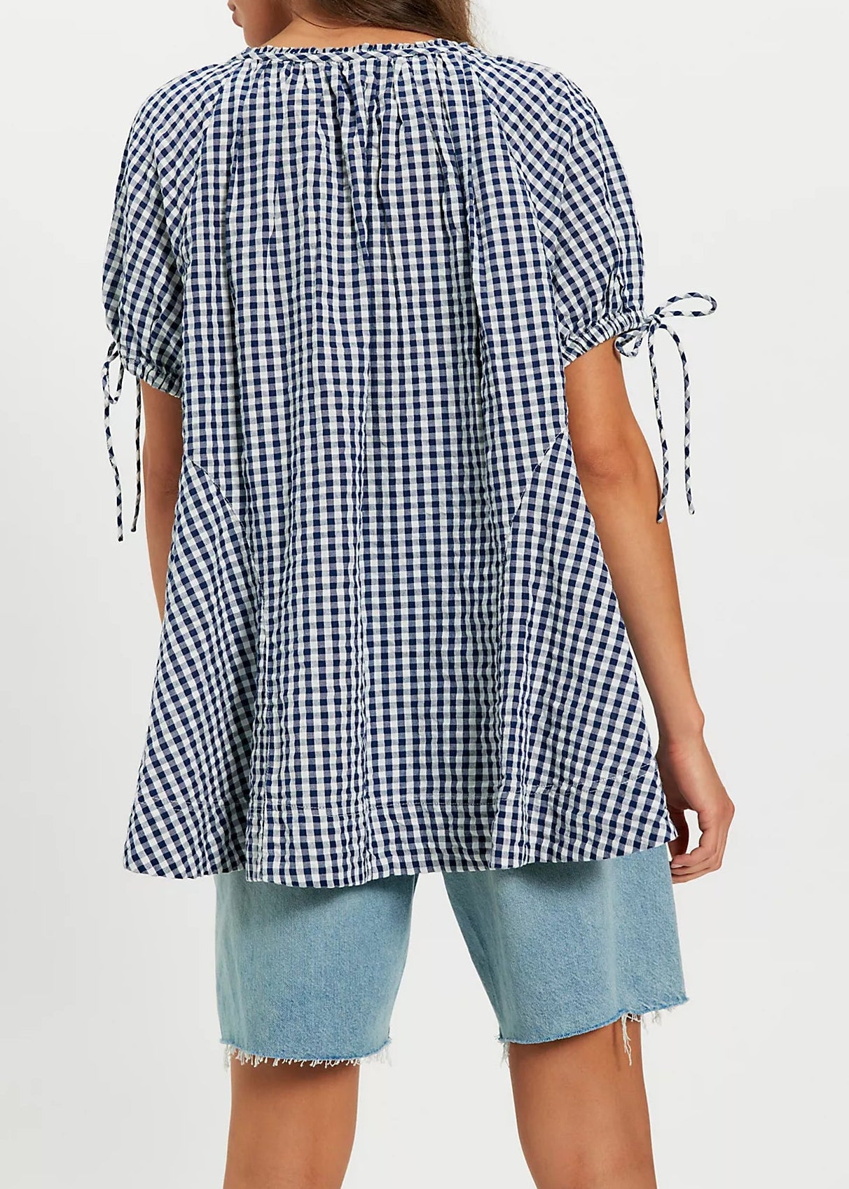 Free People Farley Gingham Tunic | Navy Combo