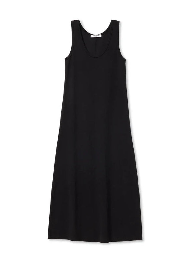 Perfect White Tee Edith Heavy Rib Midi Tank Dress | True Black