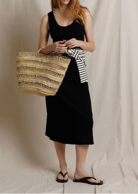 Perfect White Tee Edith Heavy Rib Midi Tank Dress | True Black