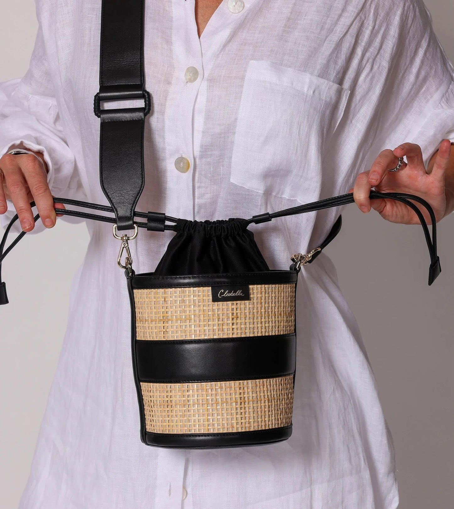 Cleobella Emery Rattan Bucket Bag