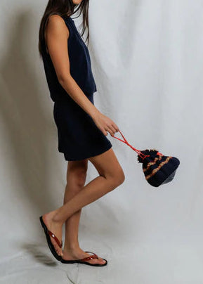 Perfect White Tee Emery Loop Terry Mini Skirt | Navy