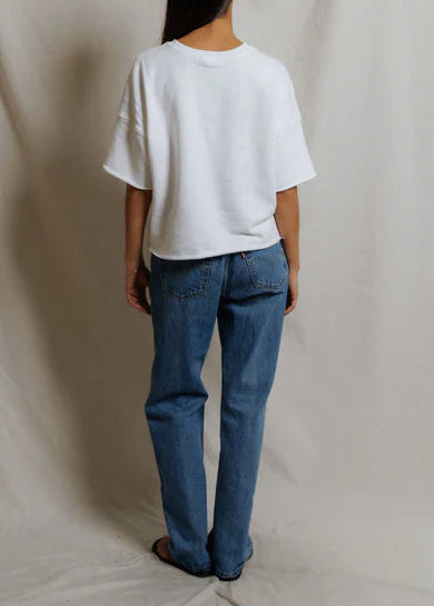 Perfect White Tee Ezra French Terry Short Sleeve Sweatshirt | White