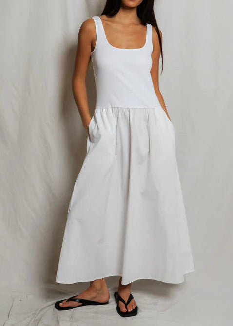 Perfect White Tee Fabiola Poplin Tank Dress | White