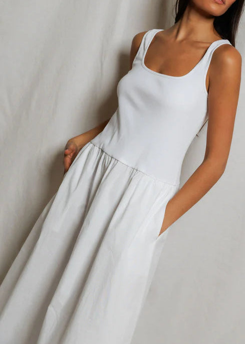 Perfect White Tee Fabiola Poplin Tank Dress | White