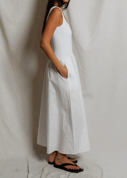 Perfect White Tee Fabiola Poplin Tank Dress | White