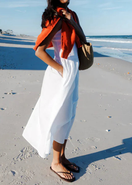 Perfect White Tee Fabiola Poplin Tank Dress | White