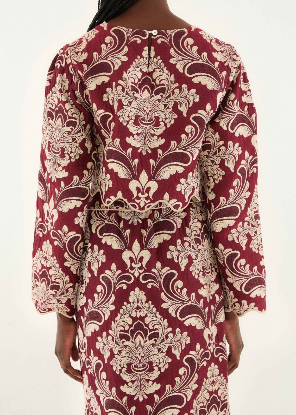 FARM Rio Bicolor Jacquard Waves Long Sleeve Top