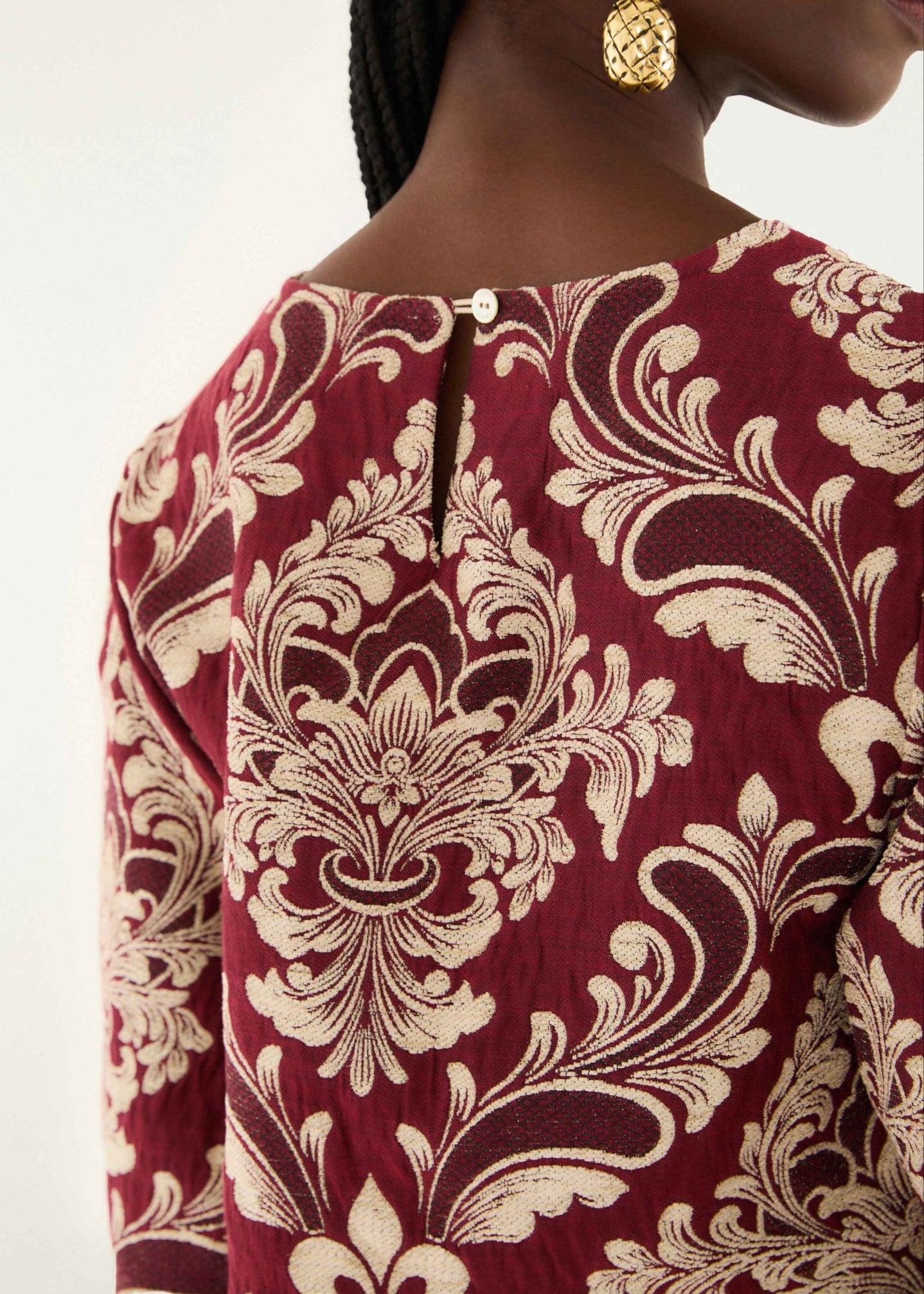 FARM Rio Bicolor Jacquard Waves Long Sleeve Top