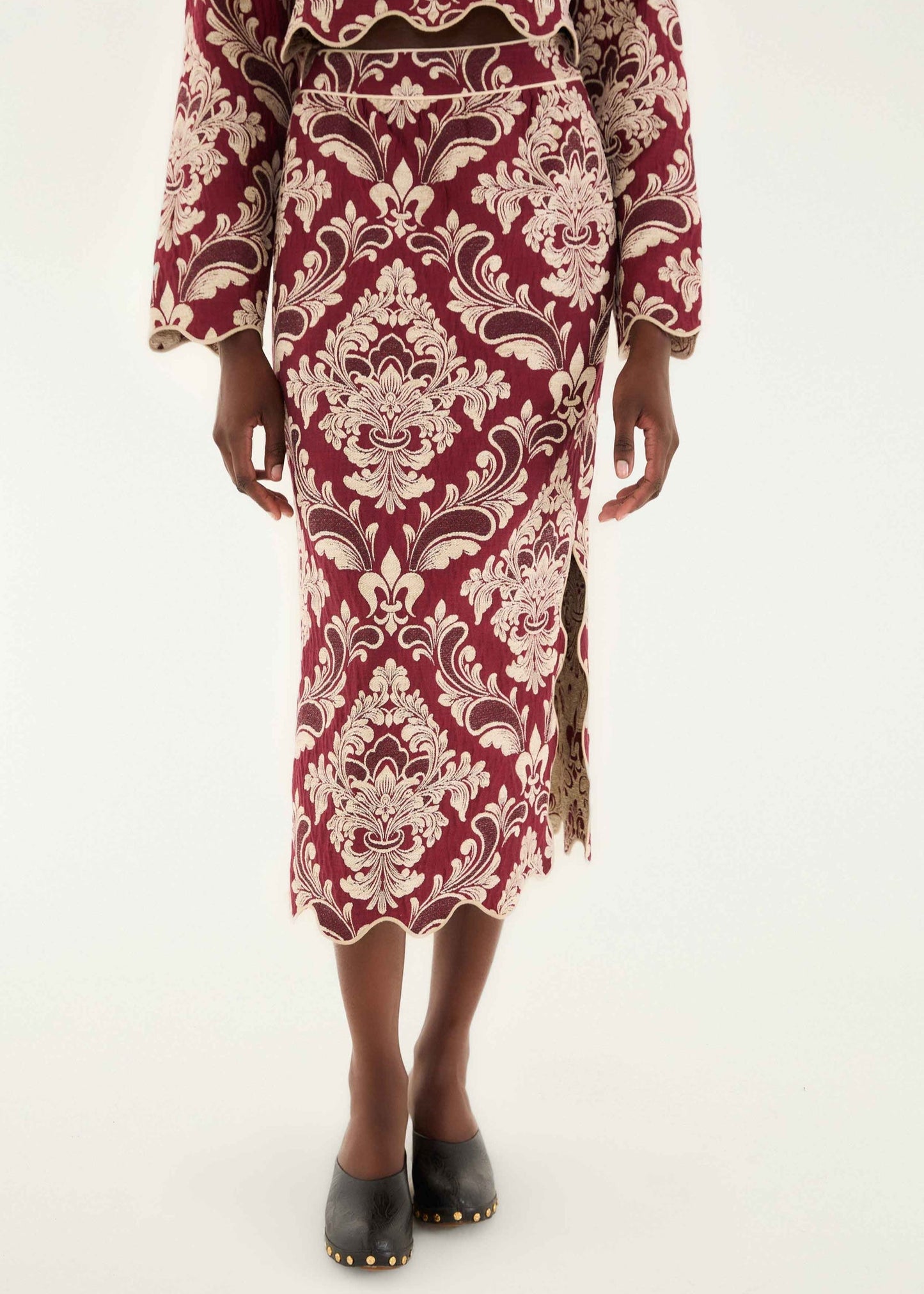 FARM Rio Bicolor Jacquard Waves Midi Skirt