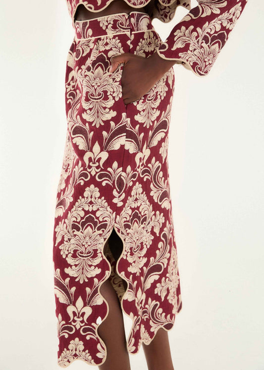 FARM Rio Bicolor Jacquard Waves Midi Skirt