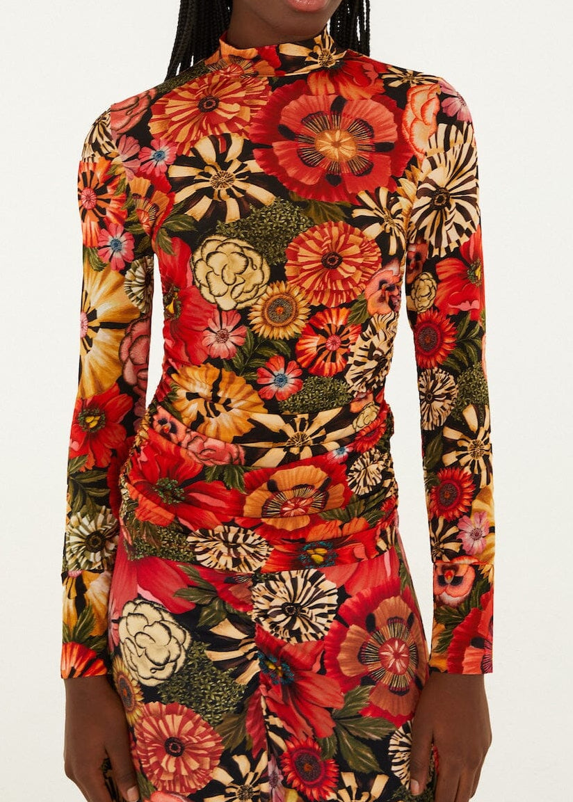 FARM Rio Flowershop Mini Black Jersey Blouse