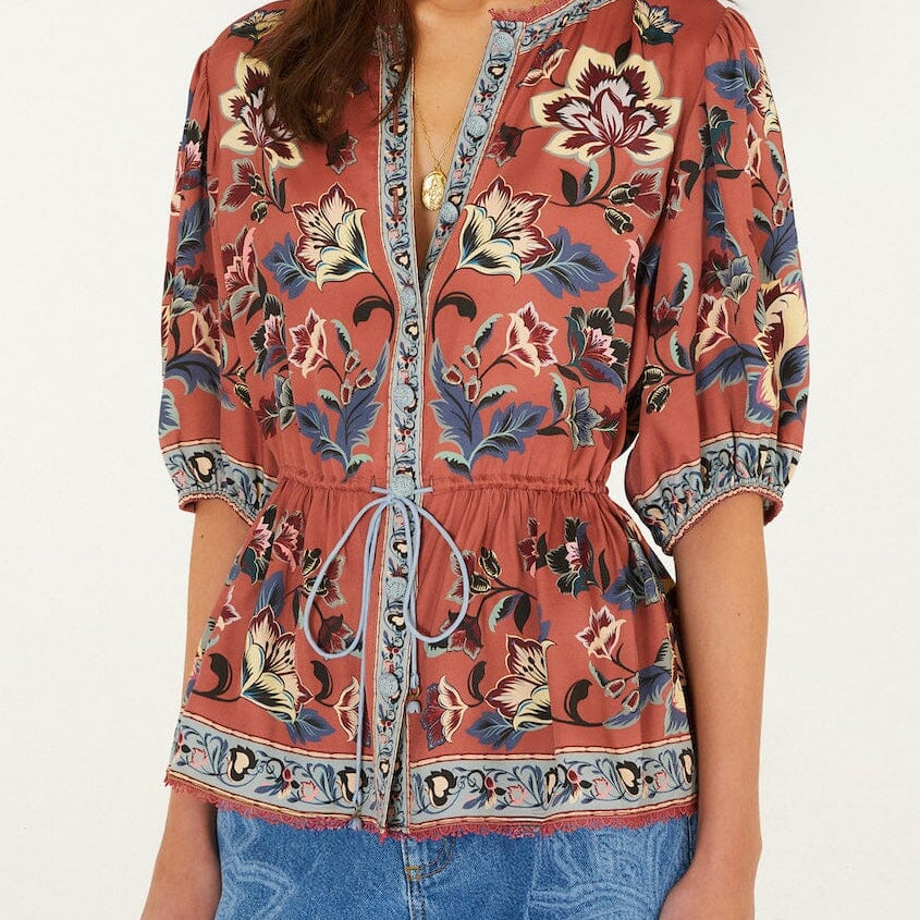 FARM Rio Floral Beauty Tapestry Blush Pink Blouse