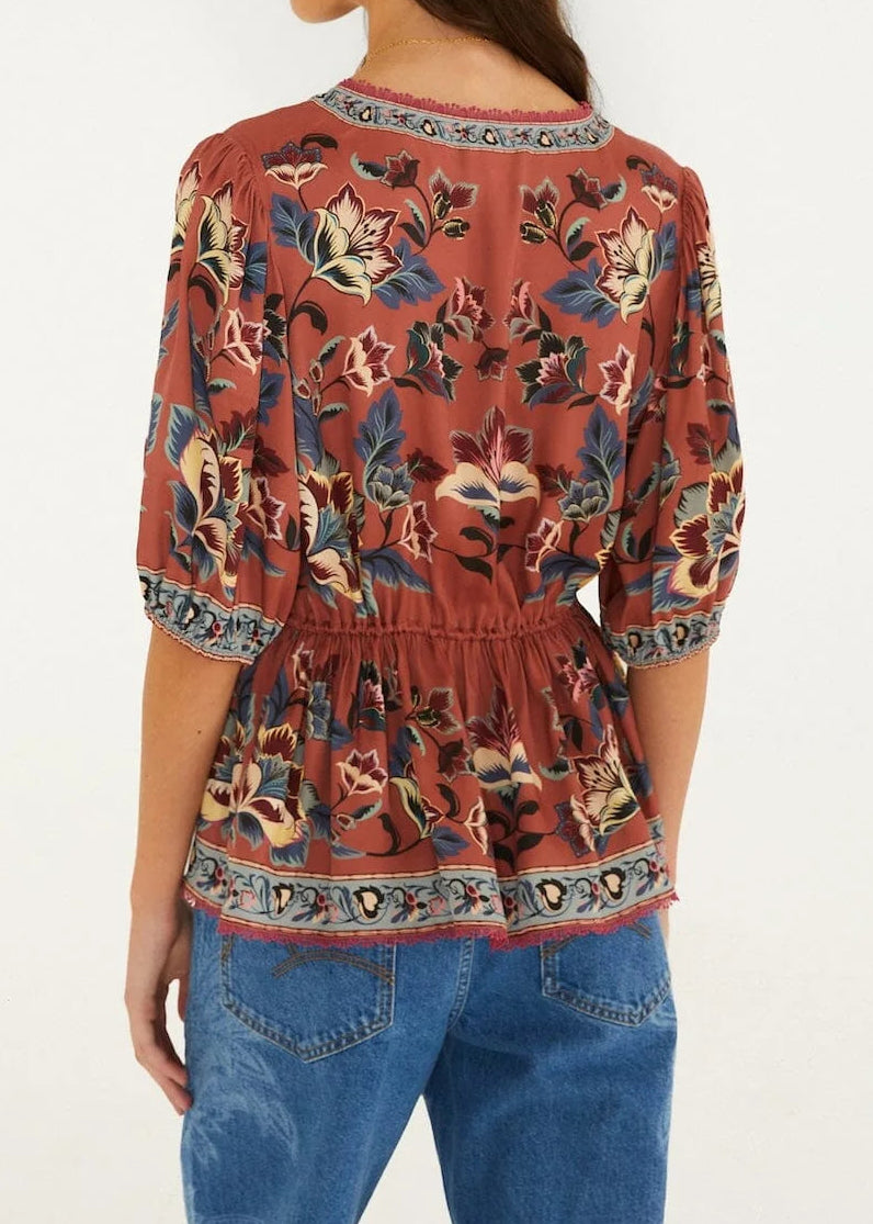 FARM Rio Floral Beauty Tapestry Blush Pink Blouse