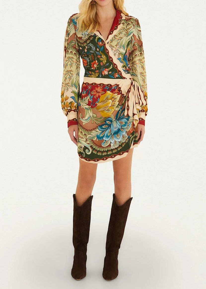 FARM Rio Lunar Boho Chemise Wrap Mini Dress