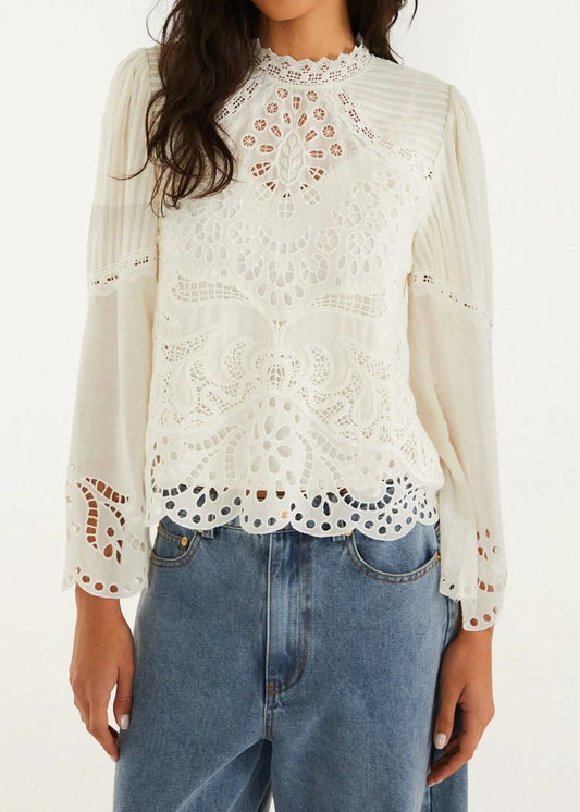 FARM Rio Richilieur Off-White Long Sleeve Blouse