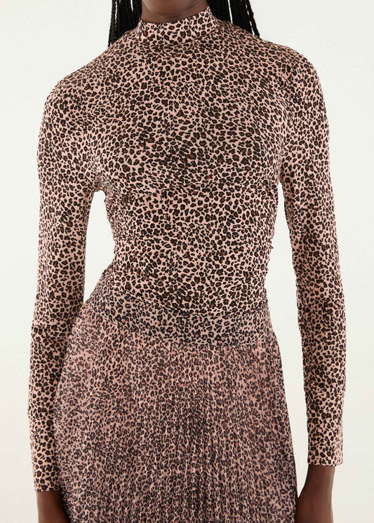 FARM Rio Pink Baby Leopard Jersey Blouse