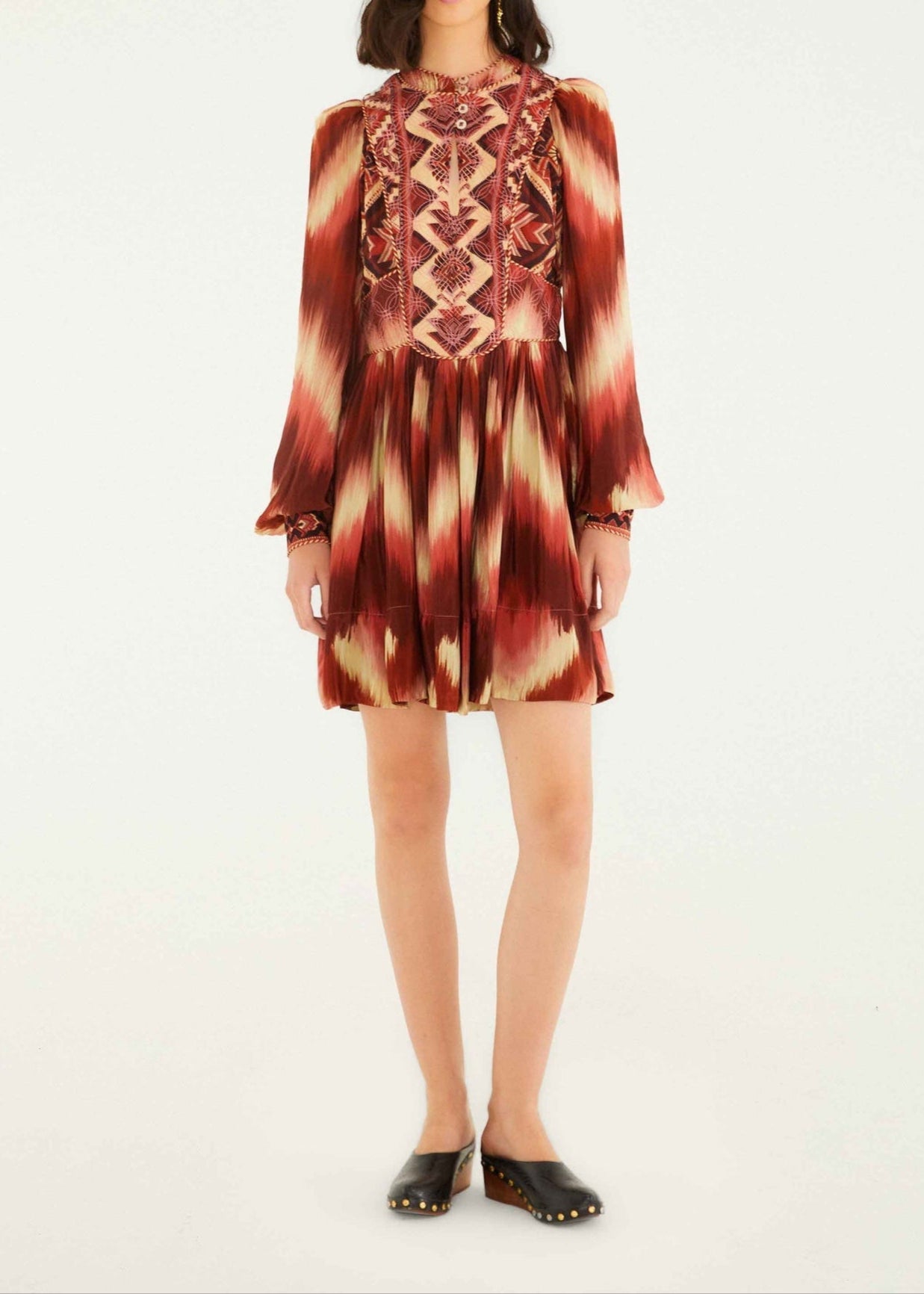 FARM Rio Red Amanda Stripes Tapestry Quilted Mini Dress